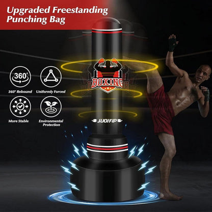Punching Bag with Stand Adult 70”- Freestanding Heavy Boxing Punching Bag with Boxing Gloves and Electric Air Pump, Women Men Stand Kickboxing Bags for Training MMA Muay Thai Fitness Beginners